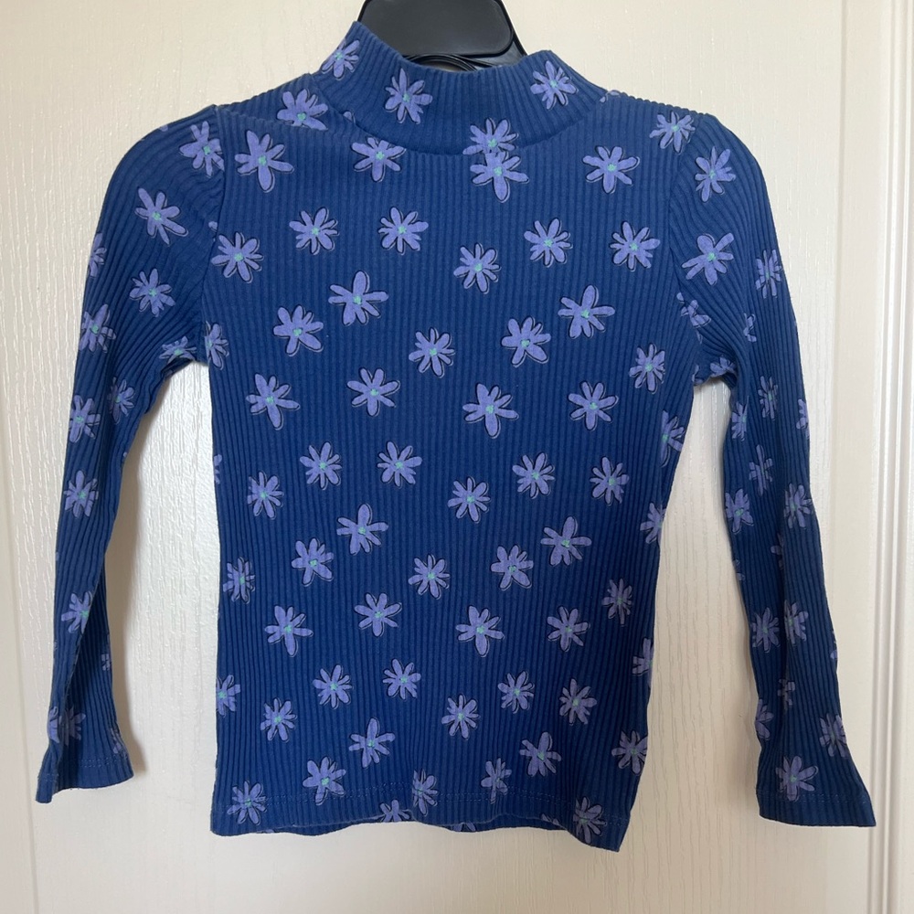 Old Navy Toddler Girls' Blue Top with Purple Floral Design Size 4T